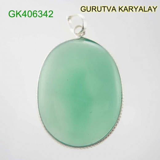 Ratti-53.86(48.75CT) Green Onyx Pendant in White Metal